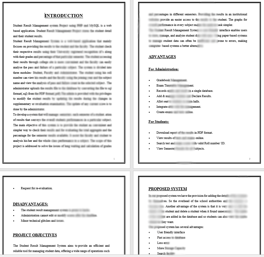 STUDENT RESULT MANAGEMENT SYSTEM report pdf