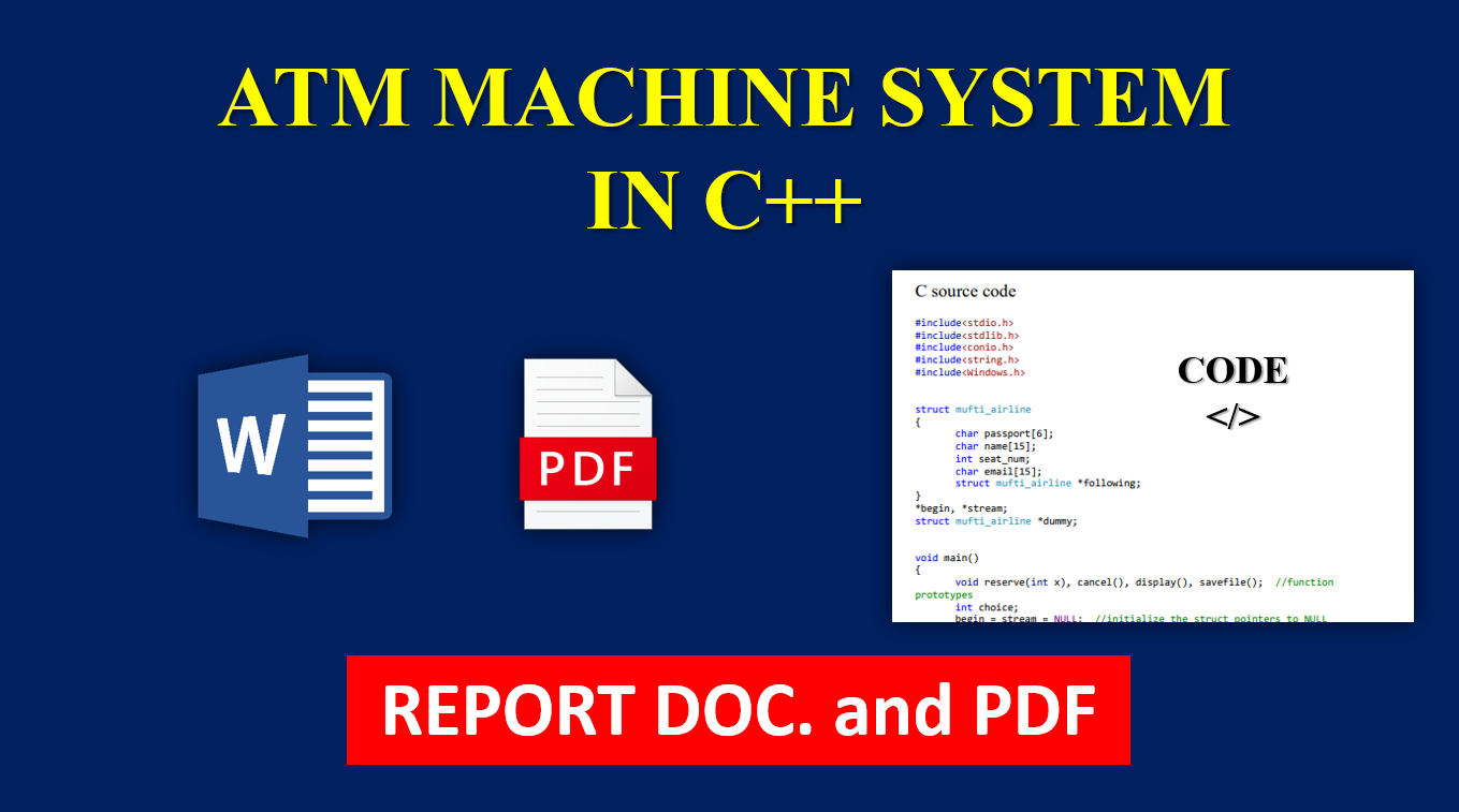 ATM MACHINE SYSTEM IN C++