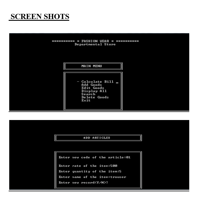 Departmental Store Management System
