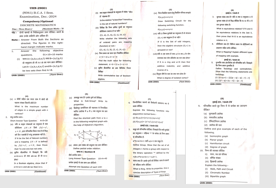 Discrete Mathematics Question Paper 2025 first semester